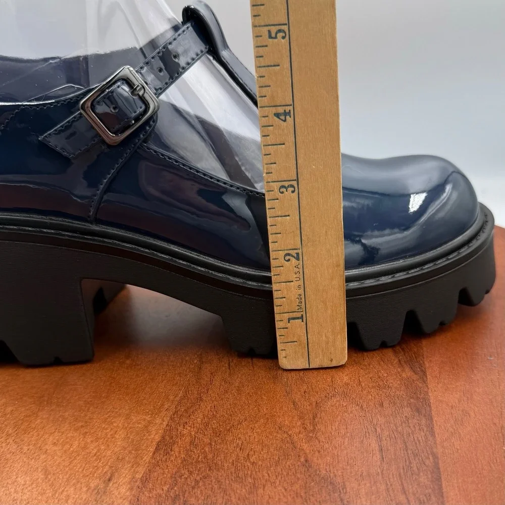 Dream Pairs Navy Patent Mary Jane Platform Chunky Heel Shoes Women Size 7.5‎ Y2K